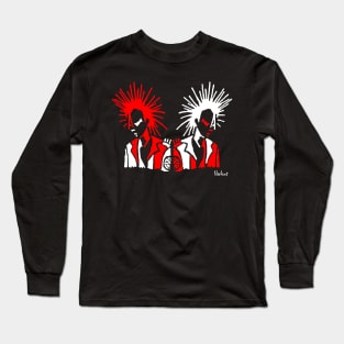 Punk Stand Off Red and White by Blackout Design Long Sleeve T-Shirt